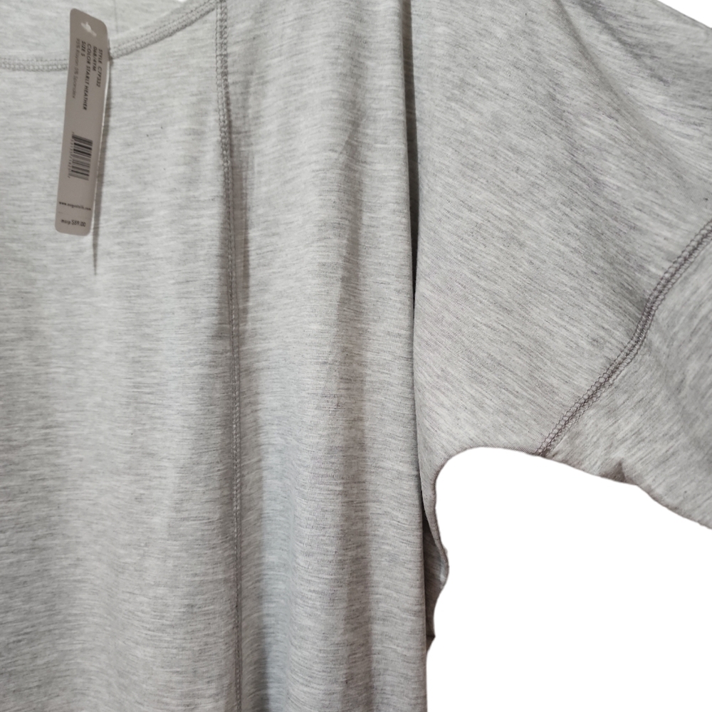 NWT August silk women's small light gray 3/4 sleeve top. - Picture 2 of 5